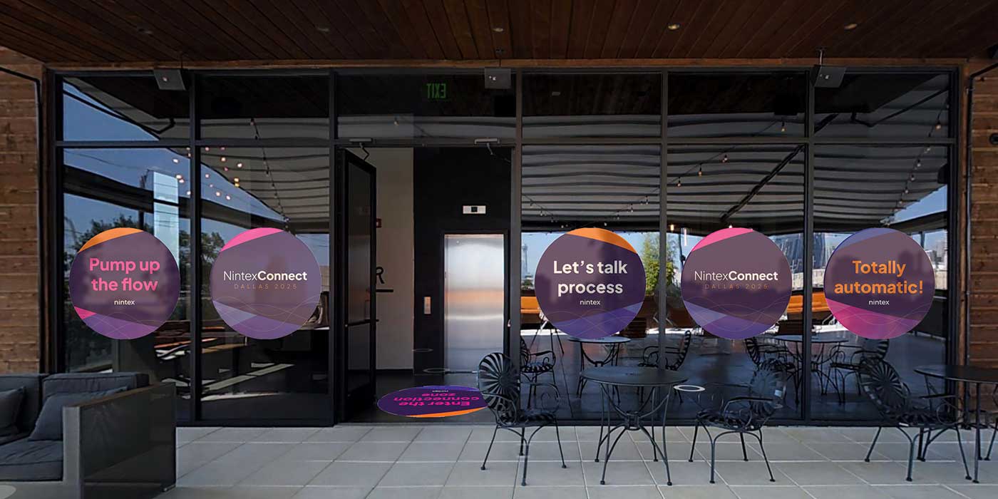 Nintex Connect Dallas — window and floor clings installed